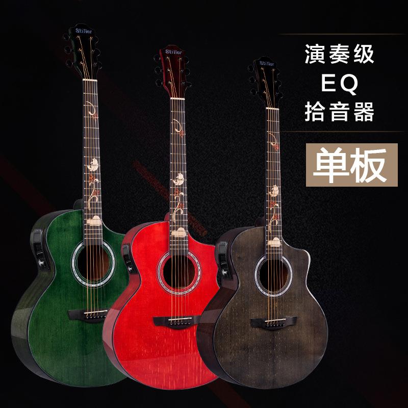 单板吉他41寸亮光民谣木吉他初学者面单乐器EQ电箱吉他guitar