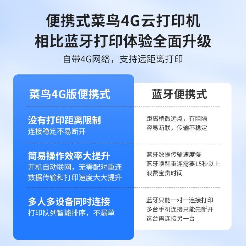 启锐QR365W快递100菜鸟4G云打印机便携式面单打单机电商条码机
