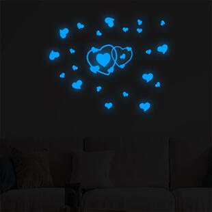YG447 爱心夜光贴纸女孩房间卧室自粘荧光贴画墙贴客厅宿舍装饰品