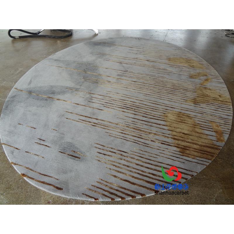 新中式抽象水墨画圆形客厅茶几沙发地毯餐厅书房大厅接待室售楼部
