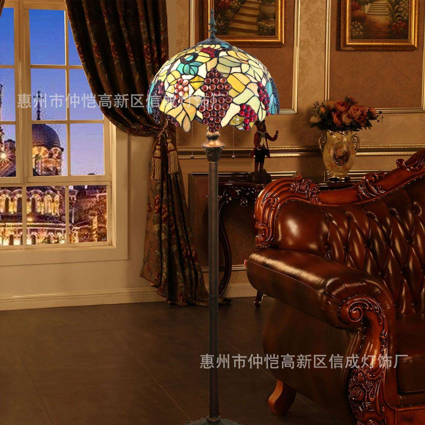 蒂凡尼乡村田园茶色葡萄满枝酒吧咖啡餐厅卧室婚房别墅红提落地灯