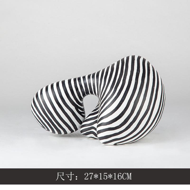 黑白色线条创意摆件 创意抽象饰品 家居书房装饰品摆件树脂工艺品