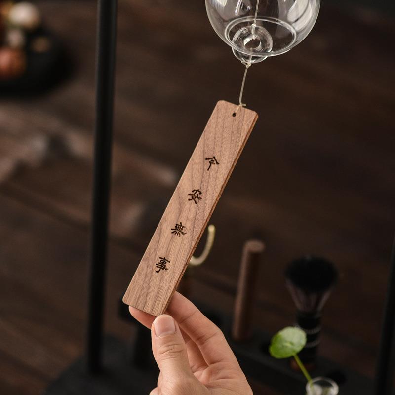 日式家居和风玻璃风铃挂饰复古木质风铃架茶空间摆件民宿装饰阳台