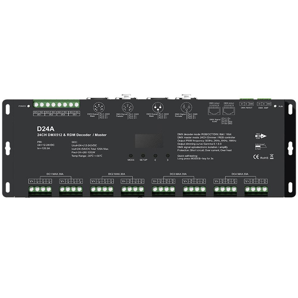 D24A 24通道恒压RDM控制器单色双色RGB可选内置10模式12-24V2880W