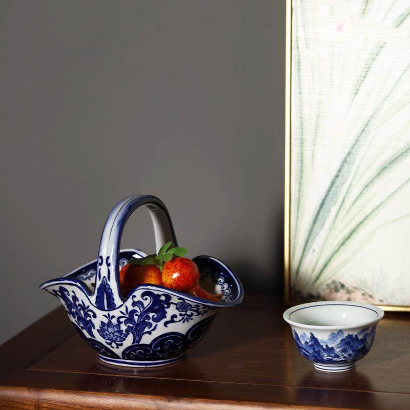 陶瓷器创意花瓶摆件中式家居青花瓷摆件客厅电视柜装摆件装饰品瓶