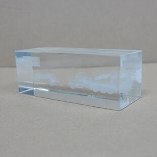 3d水晶内雕飞机水晶摆件 立体K9透明白胚玻璃底座 办公室方体摆饰