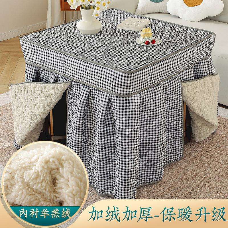 9WOR加绒加厚电炉罩套烤火桌罩新款家用正方形冬季取暖桌布被电火