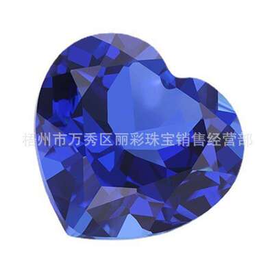 心形培育蓝宝石裸石 实验室培植桃心形蓝宝石Sapphire blue