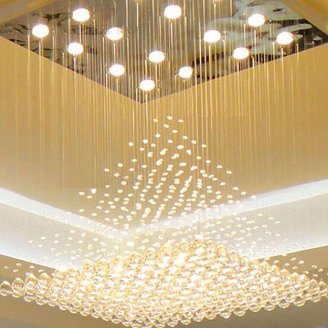 简约现代方形水晶吸顶灯客厅现代平板水晶灯LED客厅吸顶灯金字塔