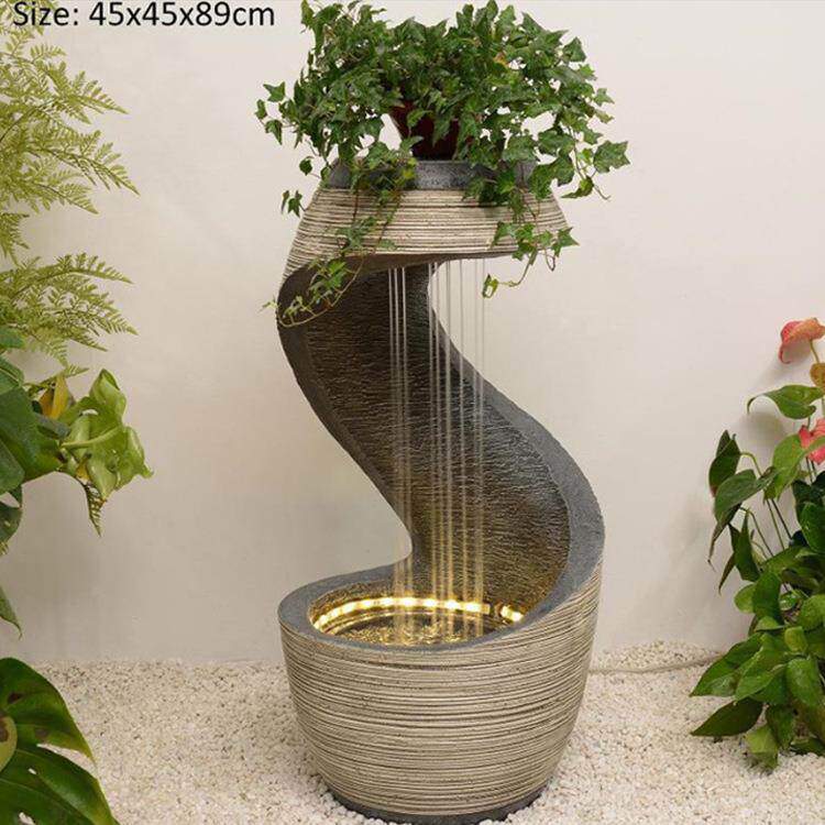 欧式轻奢流水喷泉现代客厅循环水景装饰品玄关招财落地加湿器摆件