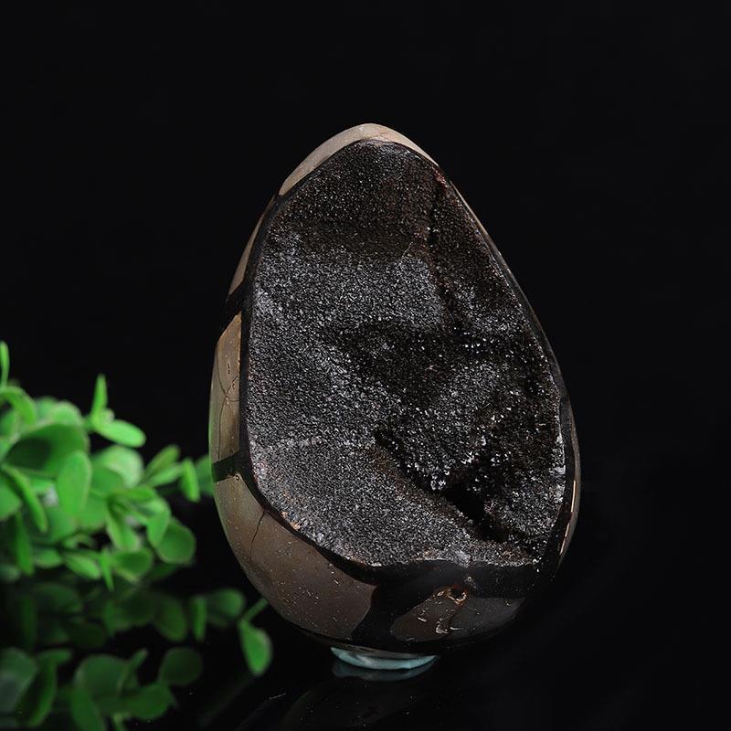 天然龟背石鸡蛋摆件 龟纹石原石原矿 水晶洞物件开口笑工艺品摆件