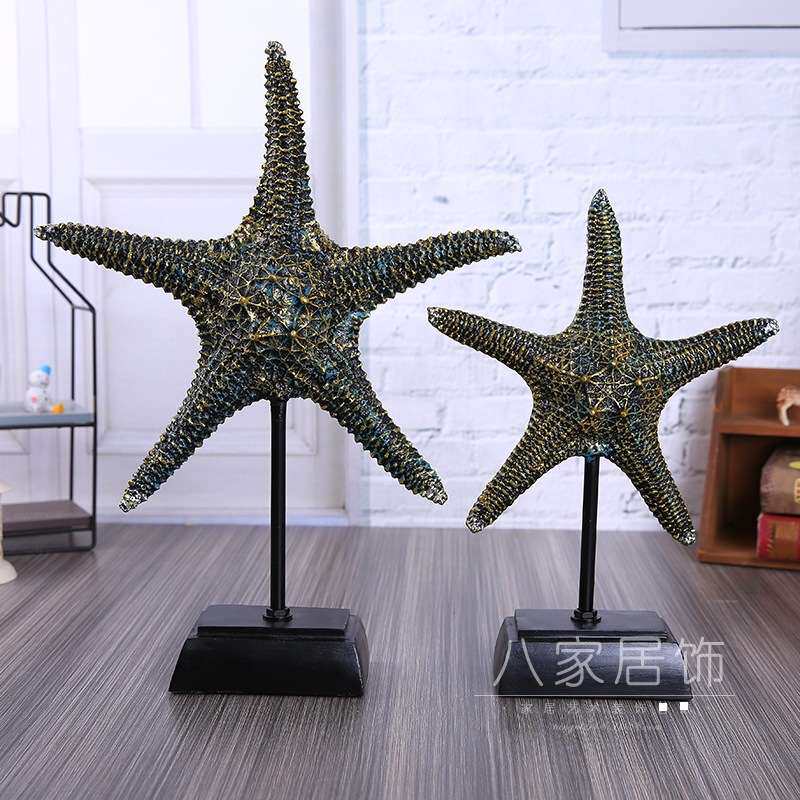 欧式复古海星树脂摆件 地中海海洋风电视柜桌面装饰品工艺品 厂家