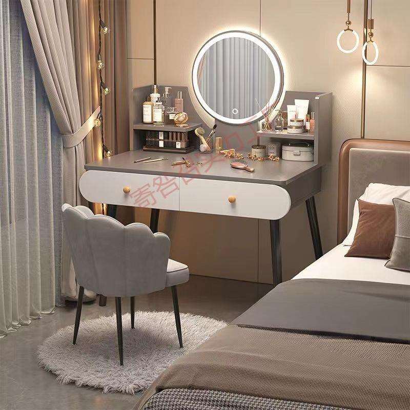 轻奢卧室梳妆台现代简约收纳柜一体家用小型北欧化妆化妆桌