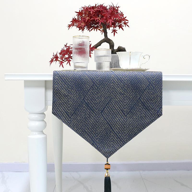 中式桌旗涤纶提花布艺桌布布茶几旗现代简约桌垫餐桌盖布套装现货