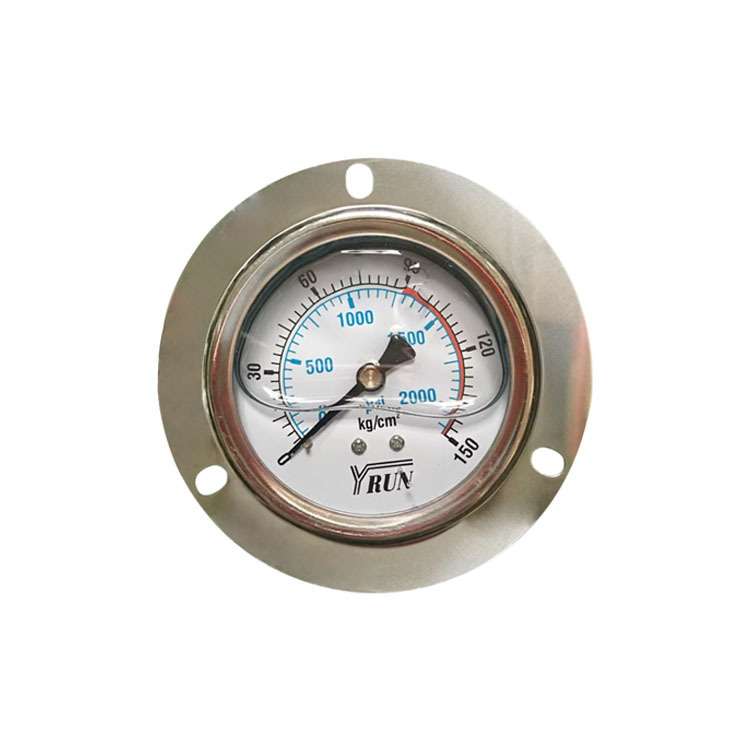 供应YRUN压力表不锈钢轴向带前边耐震充油YBN63ZT 150kg 2000psi