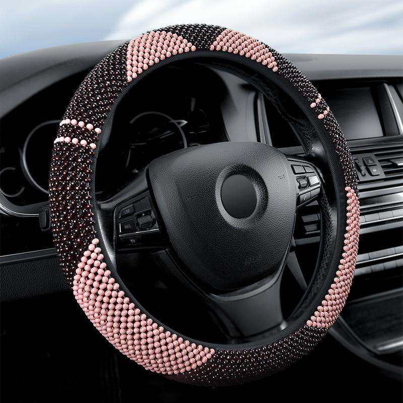 新款猫耳木珠方向盘套汽车装饰改装车把套四季通用防滑跨境电商