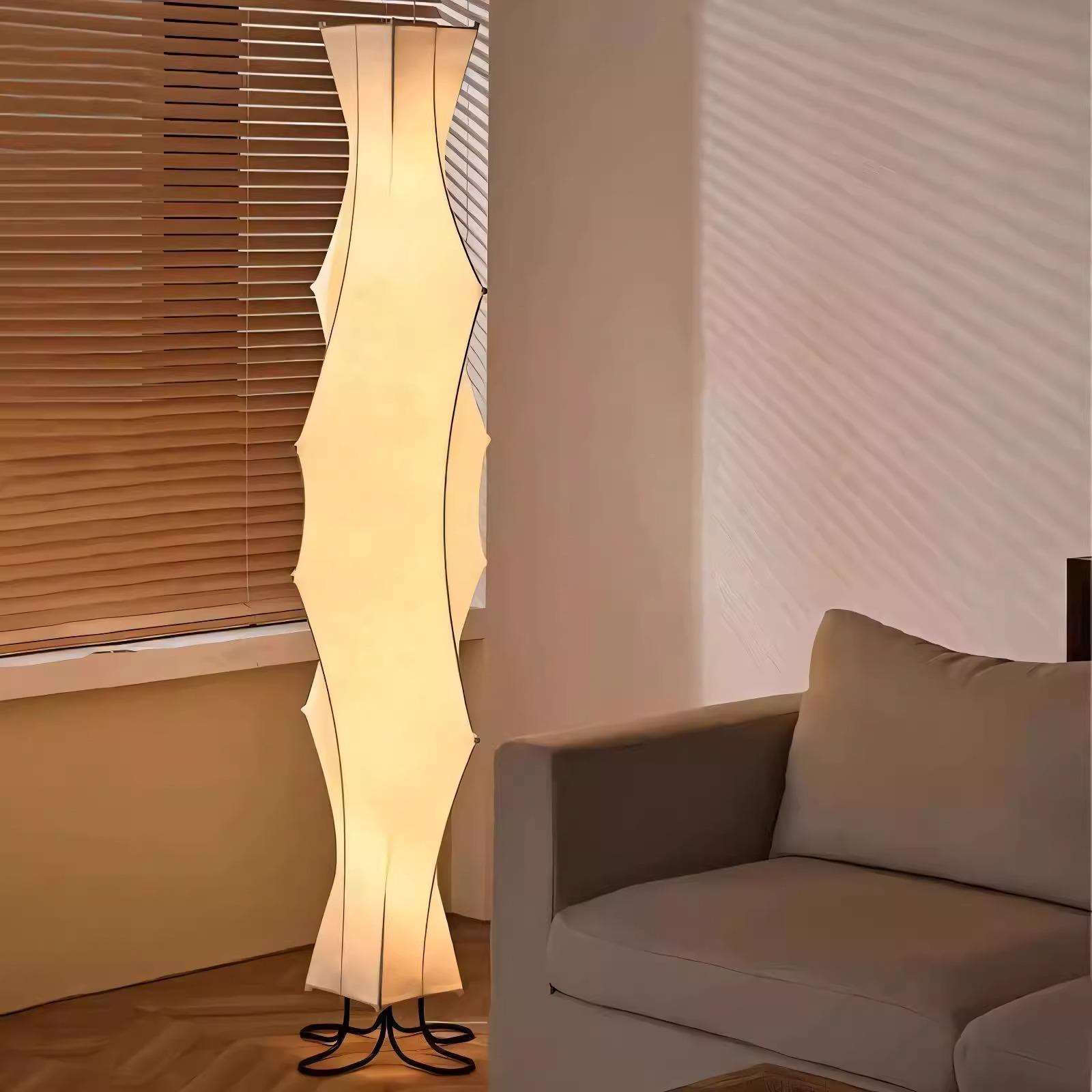 简约现代客厅落地灯设计师创意卧室书房白色氛围感LED蚕丝落地灯