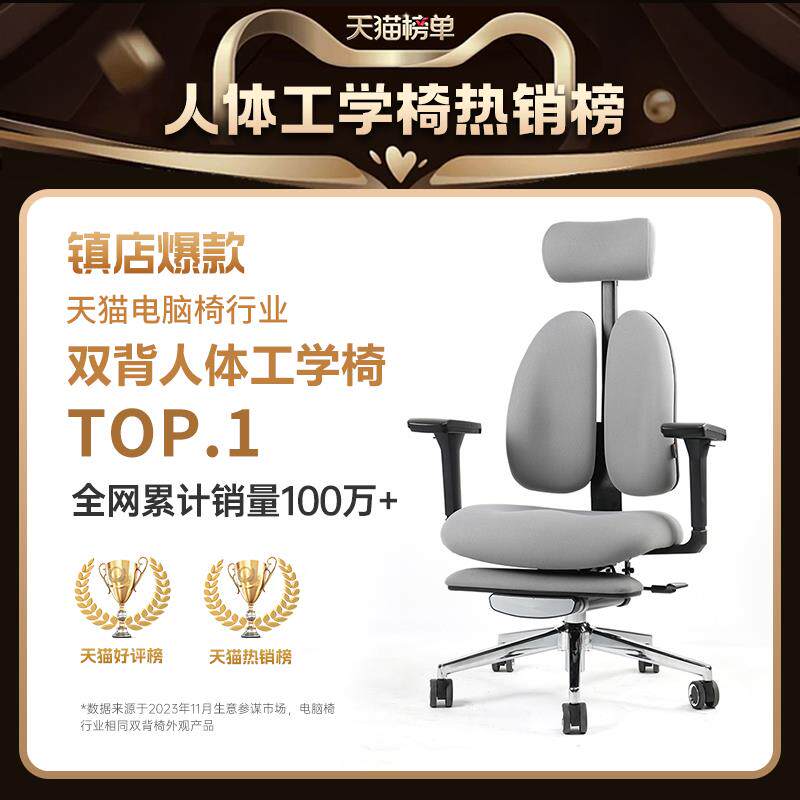 08BH人体工学椅家用书桌座椅双背护腰电竞椅电脑办公椅子