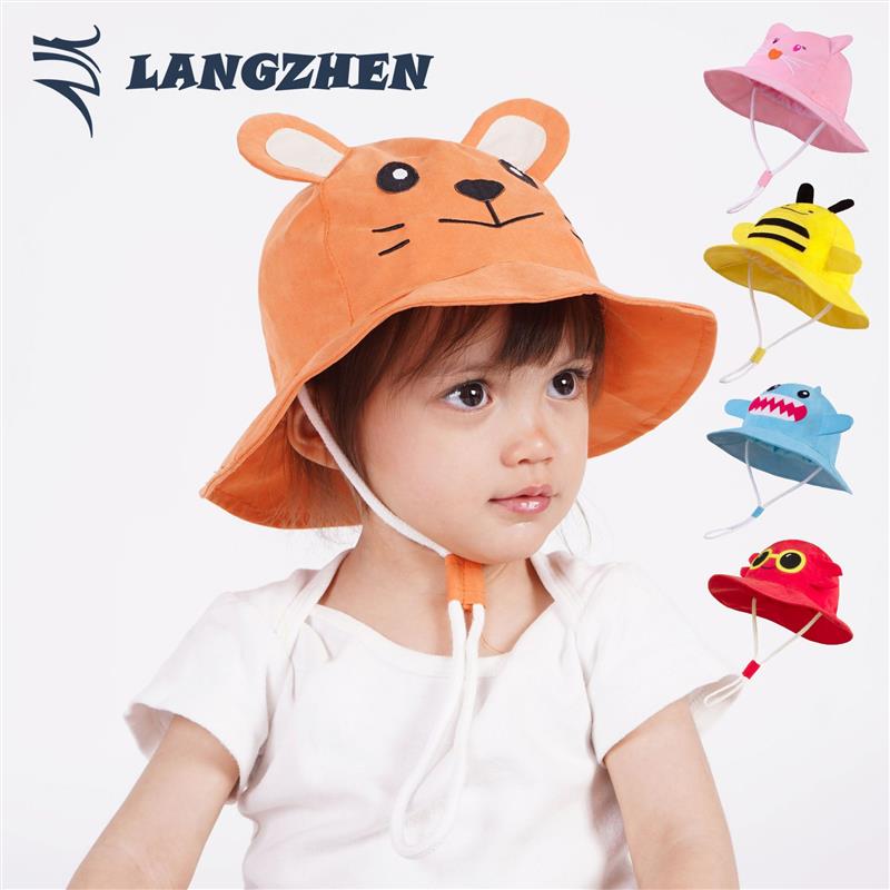 儿童帽子2019春夏季大沿防晒太阳帽卡通小动物造型宝宝帽子