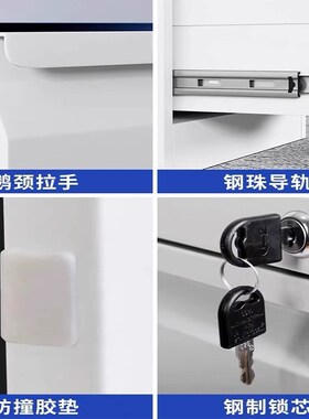 卡箱文件资料收纳柜钢制耐用办公卡箱快劳铁皮柜A4FC抽屉桌边矮柜