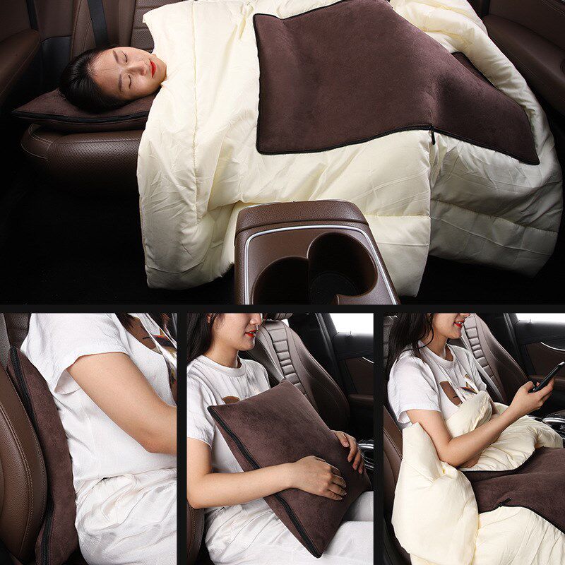 定制汽车抱枕被车载空调被子腰靠垫两用二合一刺绣车标腰垫托装饰