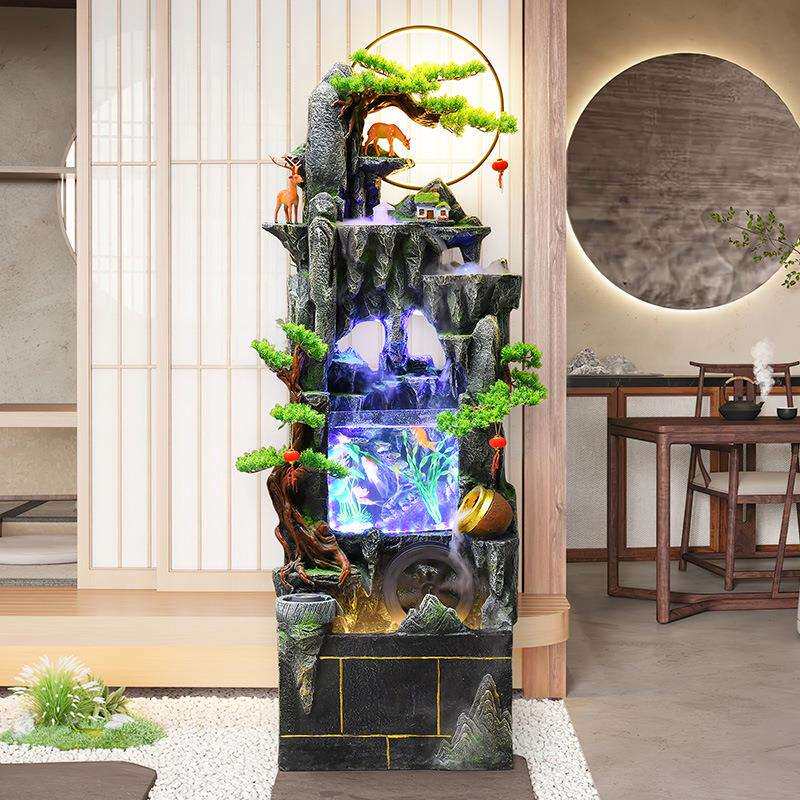 大型假山流水喷泉落地摆件鱼缸客厅玄关风水轮循环水景加湿器装饰