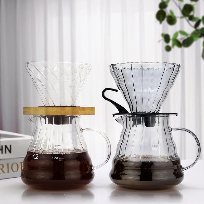 漏斗咖啡壶高硼硅玻璃手冲咖啡壶分享壶过滤杯家用咖啡壶云朵壶