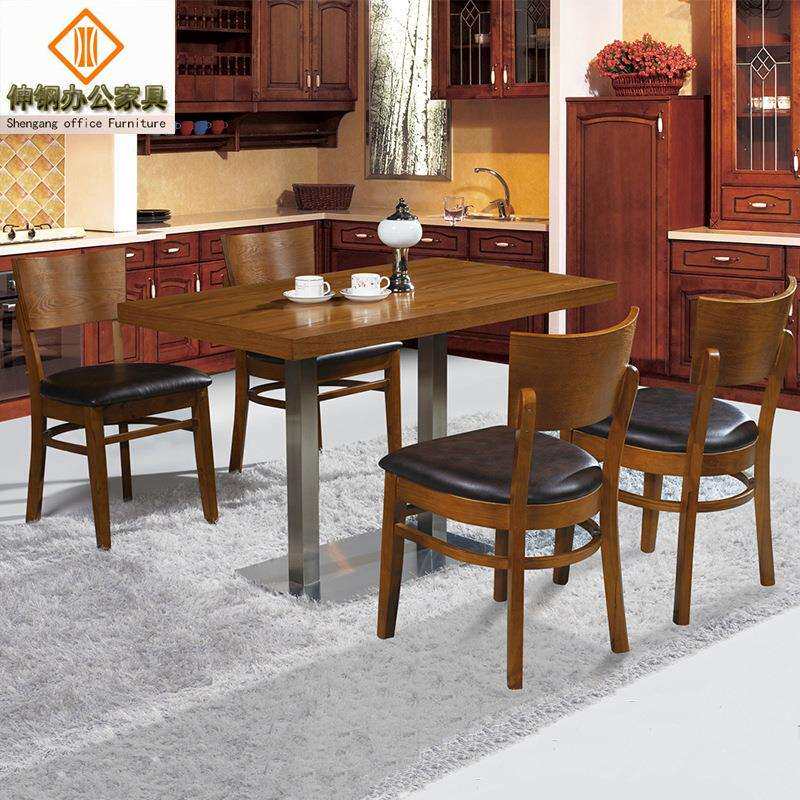 时尚实木餐桌椅奶茶店快餐厅休闲家用复古组合东莞办公家具