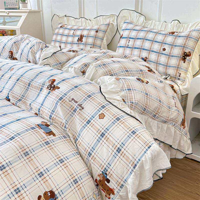 新款云柔棉四件套学生宿舍家用花边款水洗棉邹邹纱床盖四件套,鲜花速递/花卉仿真/绿植园艺,割草机/草坪机,淘宝优惠券,粉丝福利购,淘宝优惠卷