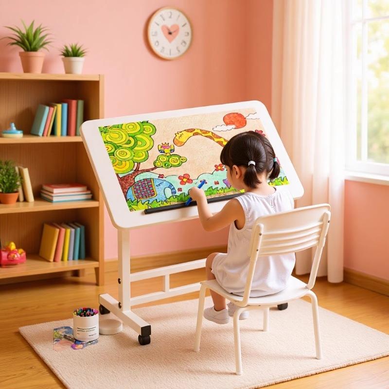 儿童画板可移动升降学习桌折叠书桌家用电脑桌卧室床边桌简易桌子