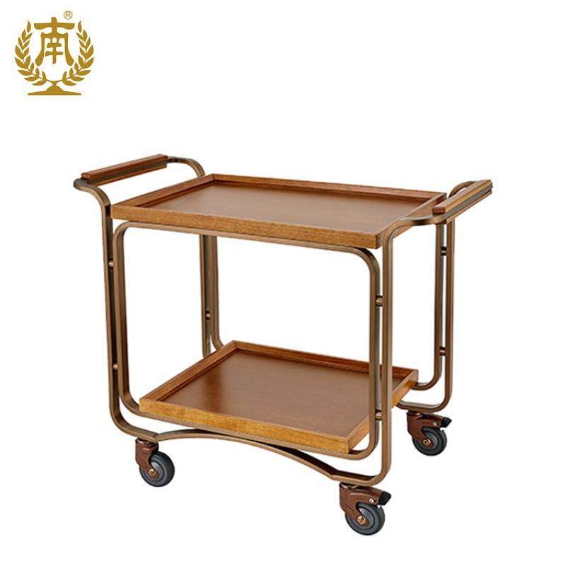 广州南方星级高档酒店大堂餐厅酒楼不锈钢实木万向轮酒水车C-101