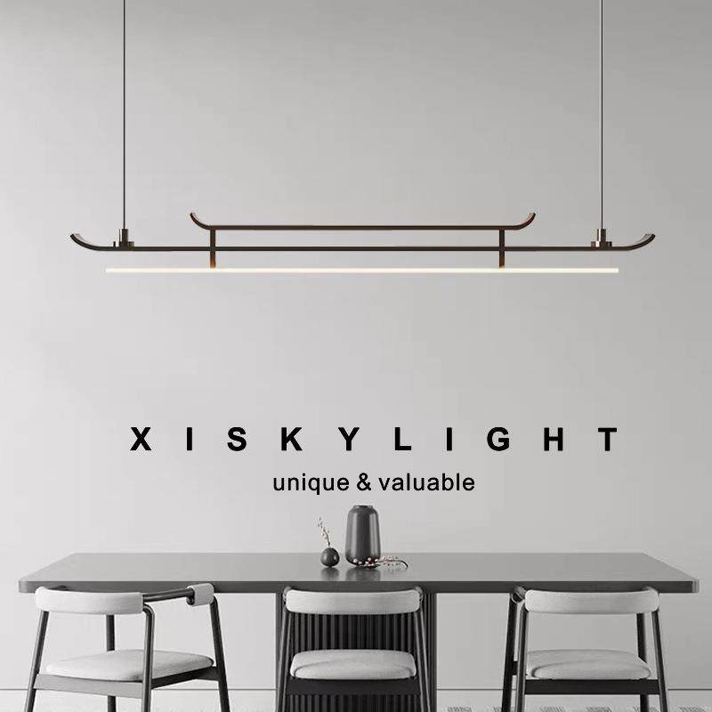 新中式茶室吊灯餐厅吧台设计师感日式灯禅意书房护眼长条吊灯