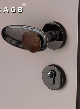 BAGB中古风极简银色复古铜房间静音家用木门锁具石来运转磁吸门锁