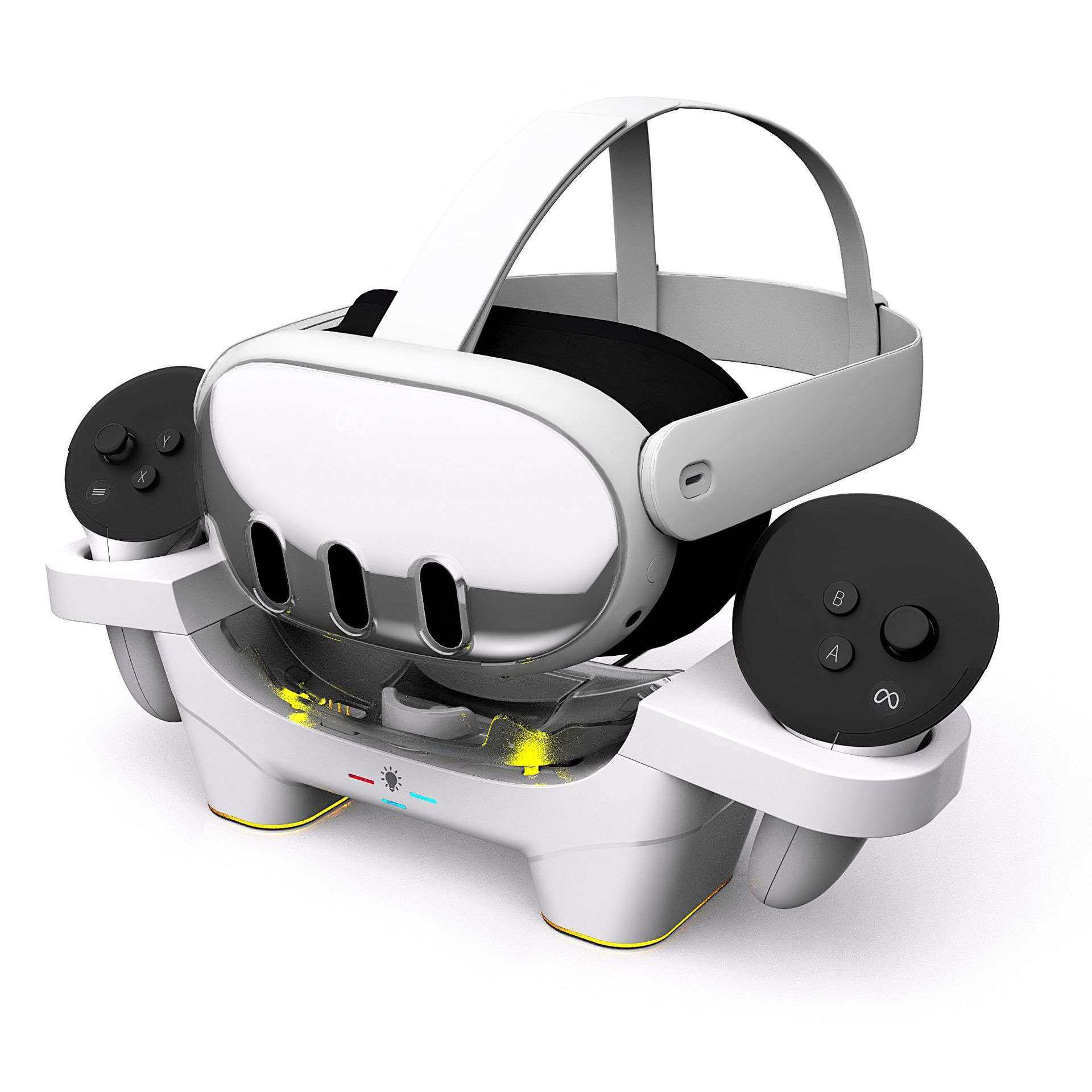 VR眼镜手柄磁吸触点充电底座配电池套装带RGB炫彩灯快充DZ-803