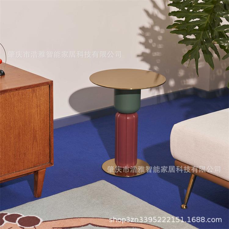 玫瑰金轻奢意式简约客厅小茶几角网红家用不锈钢抛光沙发边几角桌
