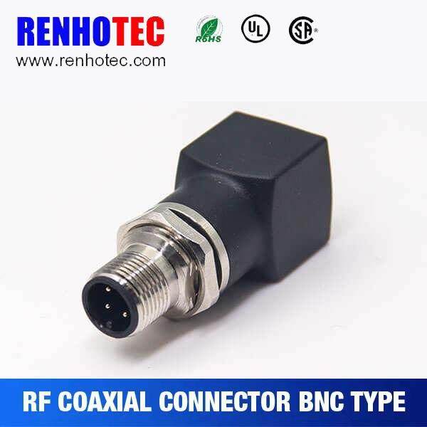 m12公头转rj45母头转接头m12直式4pin穿墙转rj45直型连接器