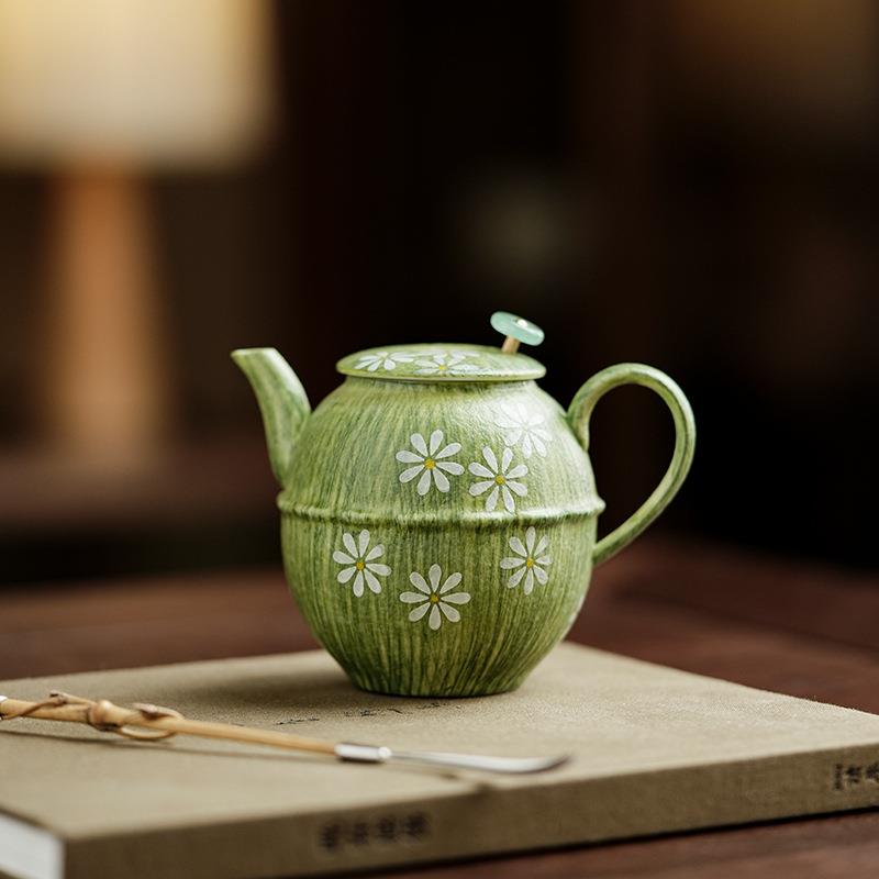 手绘小雏菊茶壶陶瓷不烫手小清新泡茶器个人专用一人饮独茶具图片