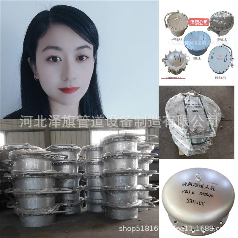 DN450垂直吊盖带颈平焊法兰人孔 DN500垂直吊盖带颈对焊法兰人孔