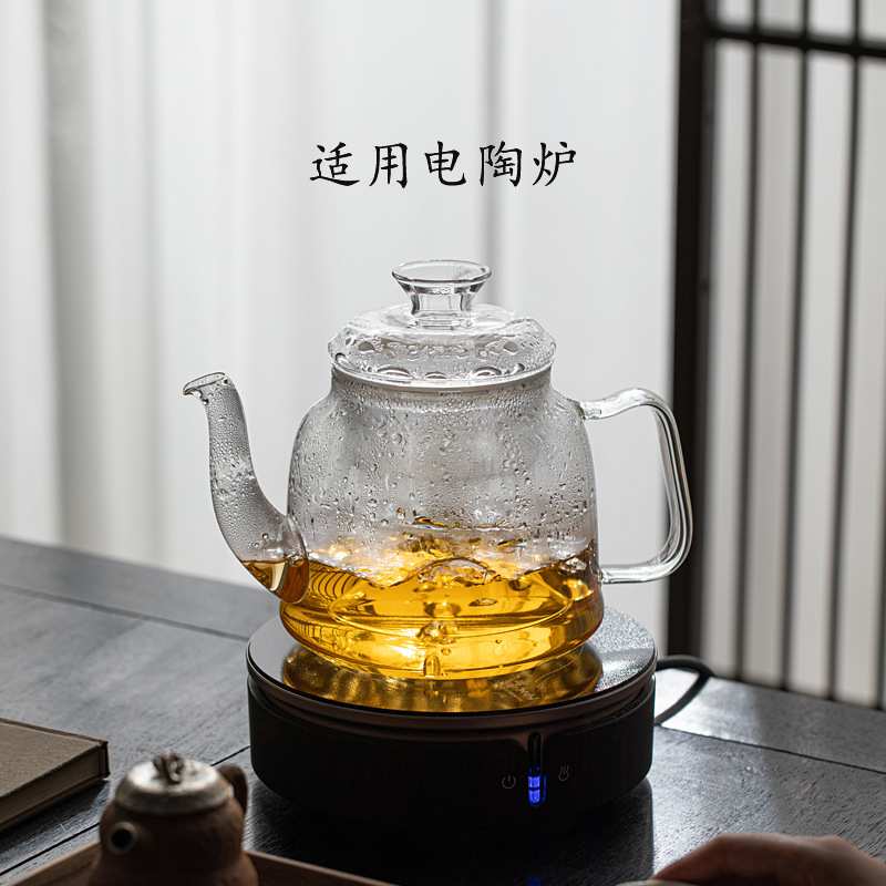 泥人述 高硼硅玻璃茶壶带过滤烧水壶耐高温蒸茶壶加厚煮茶壶茶具