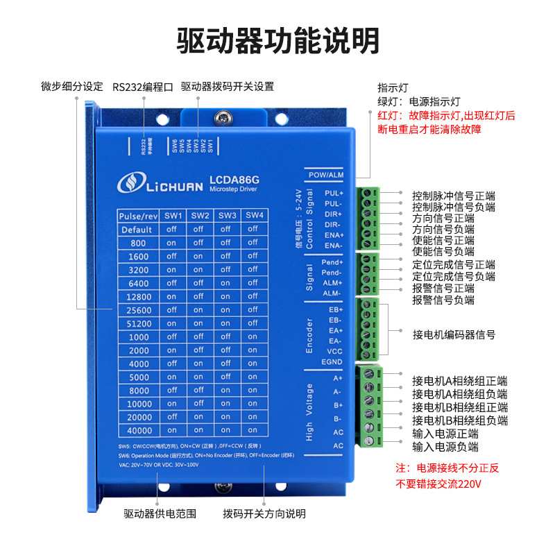 新力川闭环步进电机套装42/57/60/86自动灌胶机驱动器LCDA257C