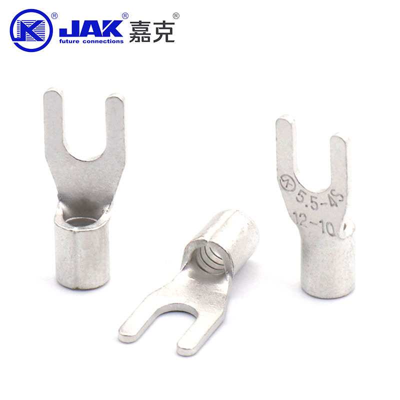 SNB5.5-4S开口铜鼻接线头 M4螺口冷压叉形紫铜接线端子电源快接头