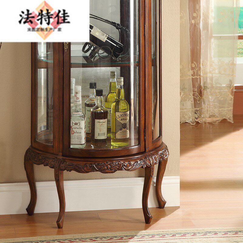 法式古典半圆酒柜进口实木雕花储物餐边柜高端客厅餐厅家具