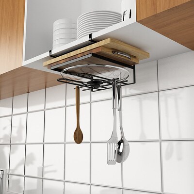 免打孔壁挂式厨房橱柜放锅盖架菜板架砧板置物架下挂架收纳的架子