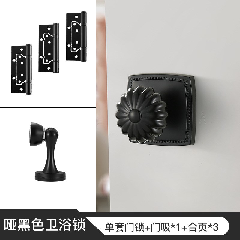 BAGB金色古铜锌合金美式南瓜锁卫生间双开门门锁玻璃极简美式门锁