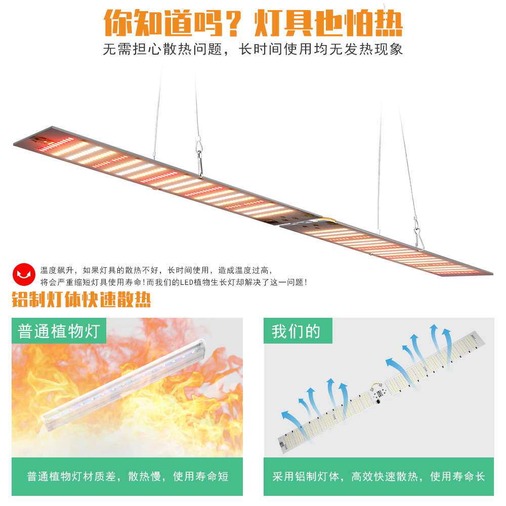 谦润照明LED生长灯室内量子板植物补光灯悬挂式折叠大棚种植灯