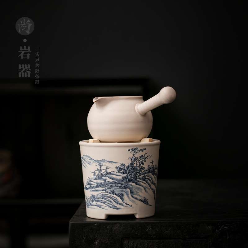 复古白色带过滤茶壶陶瓷单壶电陶炉炭火加热煮茶壶陶壶围炉煮茶器