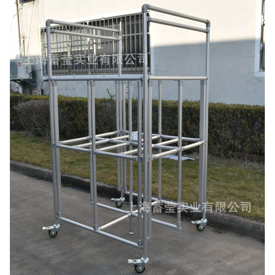 上海厂家供应第三代铝合金精益管线棒工具推车工作台可移动支架车