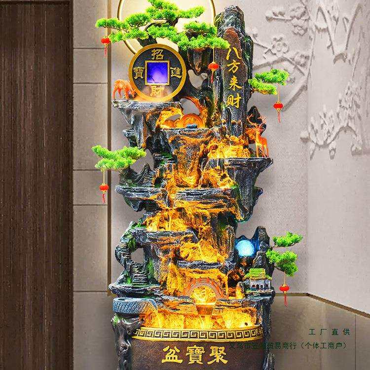 新款假山流水喷泉客厅循环水生财景观风水轮办公室落地装饰品摆件