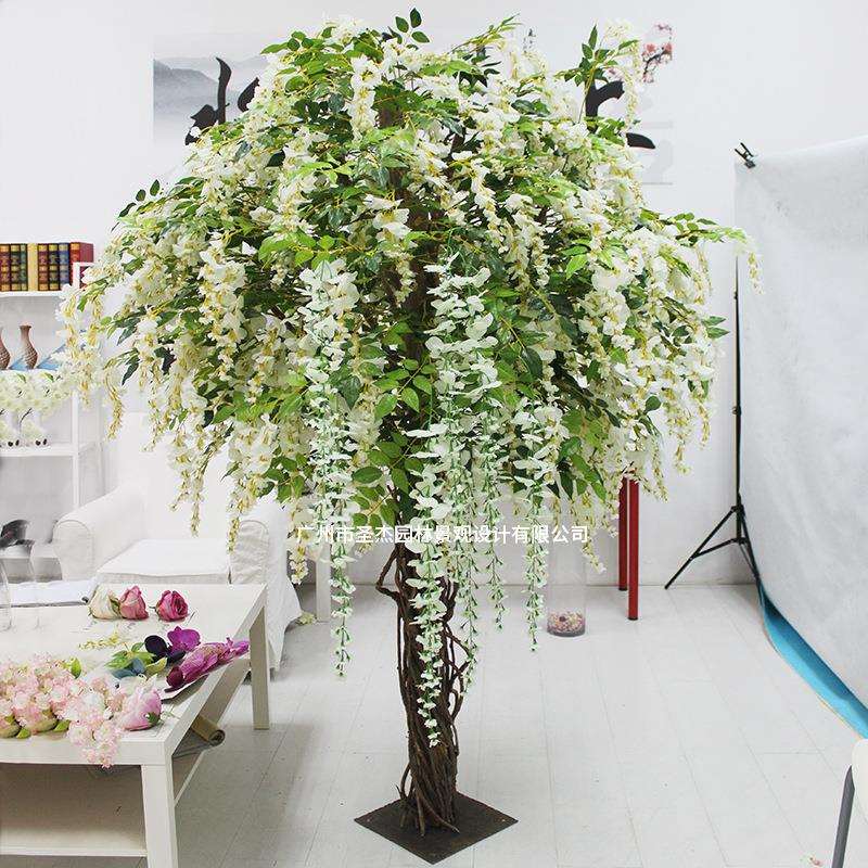婚庆仿真豆花树装饰婚庆假花树室内外造景人造桃花树仿真树厂家