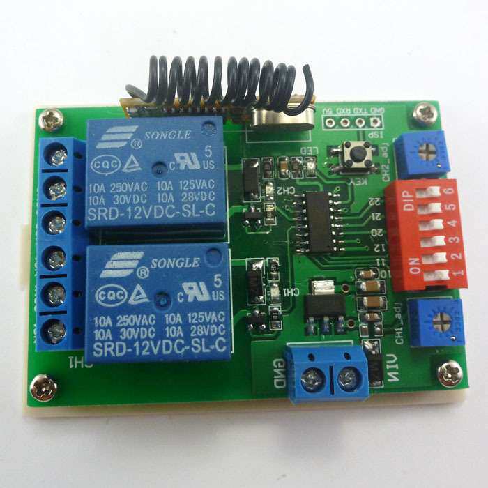 12V 2通道多功能无线控制器 点动自锁互锁 延时继电器 CE029A